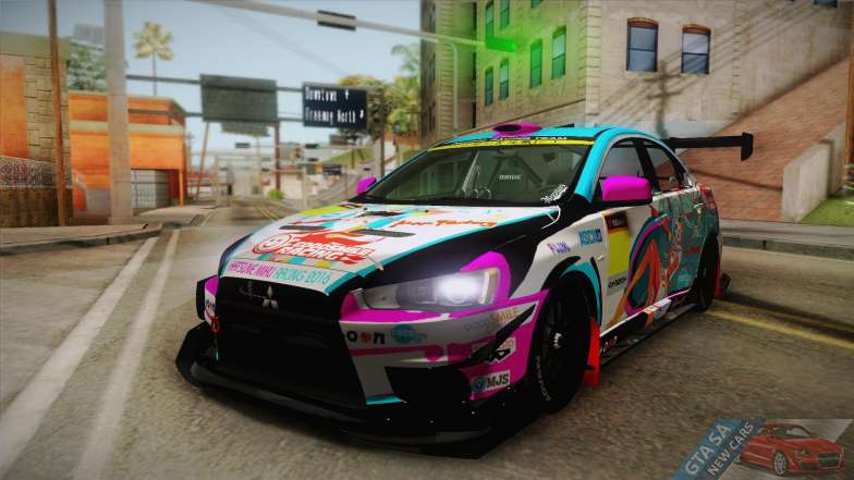 Mitsubishi Lancer Evolution X 2008 Racing Miku for GTA San Andreas front view