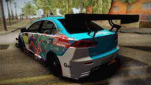 Mitsubishi Lancer Evolution X 2008 Racing Miku for GTA San Andreas rear view