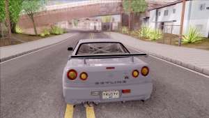 Nissan Skyline GT-R R34 Vspec Stock for GTA San Andreas - rear view